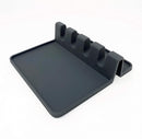 Silicone Utensil Spoon Rest with Drip Pad Non Slip Dark Gray.
