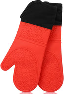 Slip Resistant Flexible Oven Gloves, Silicone Oven Mitt, Oven Mitts with Quilted Liner.
